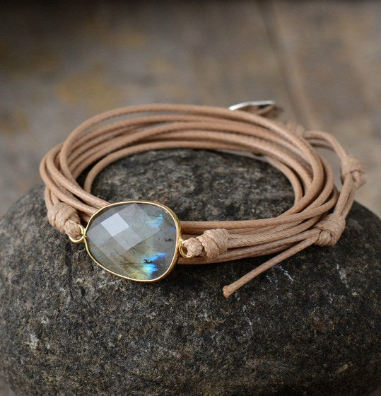 Boho Lane Australia Labradorite bohemian lon natural stone rope bracelet ethnic