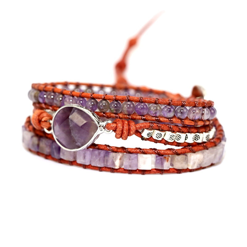 Boho Lane Australia Vintage Amethyst Bracelet Beaded Bracelet Woven Handmade Bohemian Bracelet