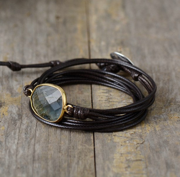 Boho Lane Australia Labradorite bohemian lon natural stone rope bracelet ethnic