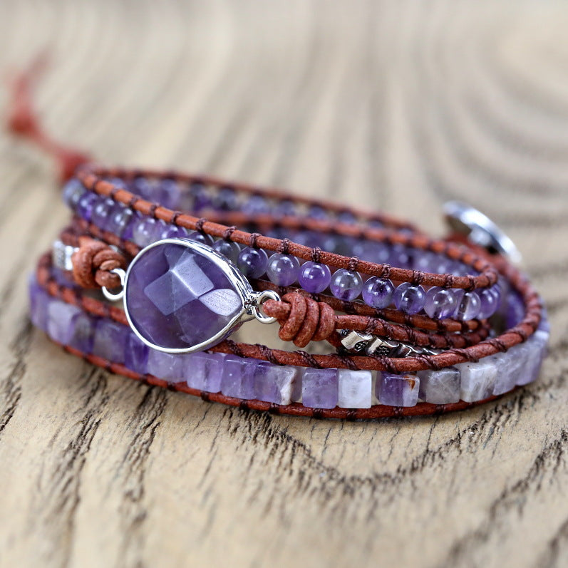 Boho Lane Australia Vintage Amethyst Bracelet Beaded Bracelet Woven Handmade Bohemian Bracelet