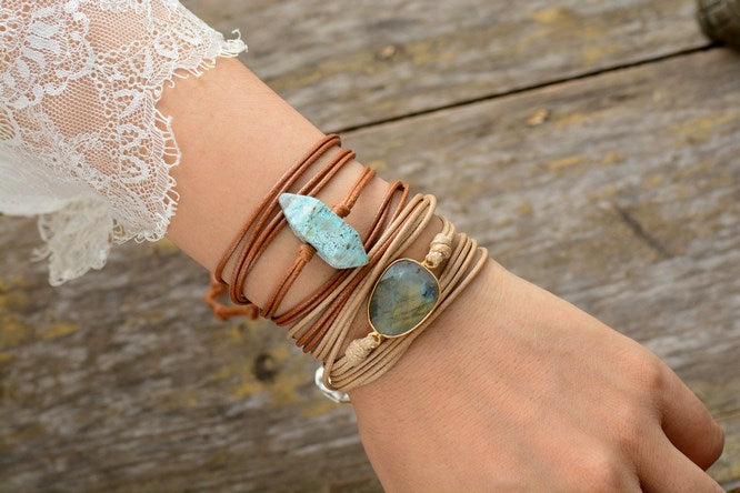 Boho Lane Australia Labradorite bohemian lon natural stone rope bracelet ethnic