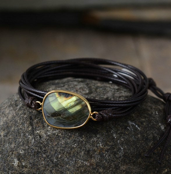 Boho Lane Australia Labradorite bohemian lon natural stone rope bracelet ethnic