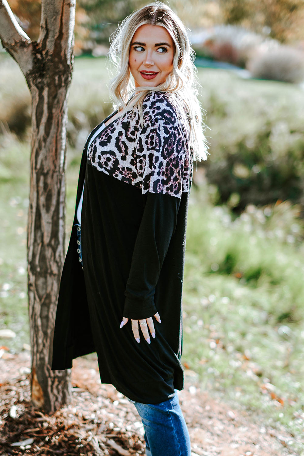 Boho Lane Australia Black Leopard Detail Plus Size Cardigan