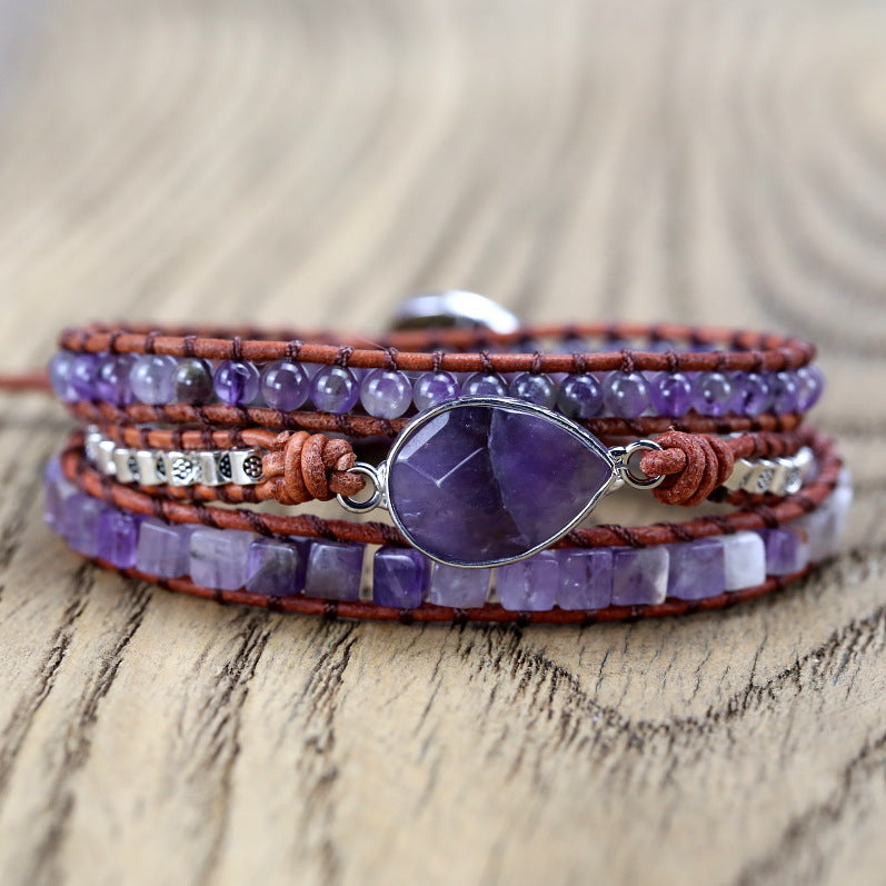 Boho Lane Australia Vintage Amethyst Bracelet Beaded Bracelet Woven Handmade Bohemian Bracelet