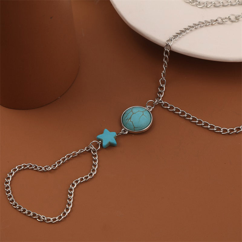 Boho Lane Australia Bohemian Simple Turquoise Chain Finger Chain Women