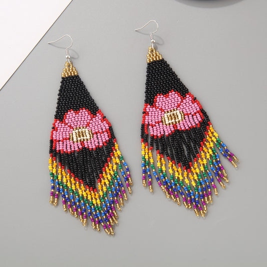 Boho Lane Australia Long Bohemian Flower Tassel Earrings