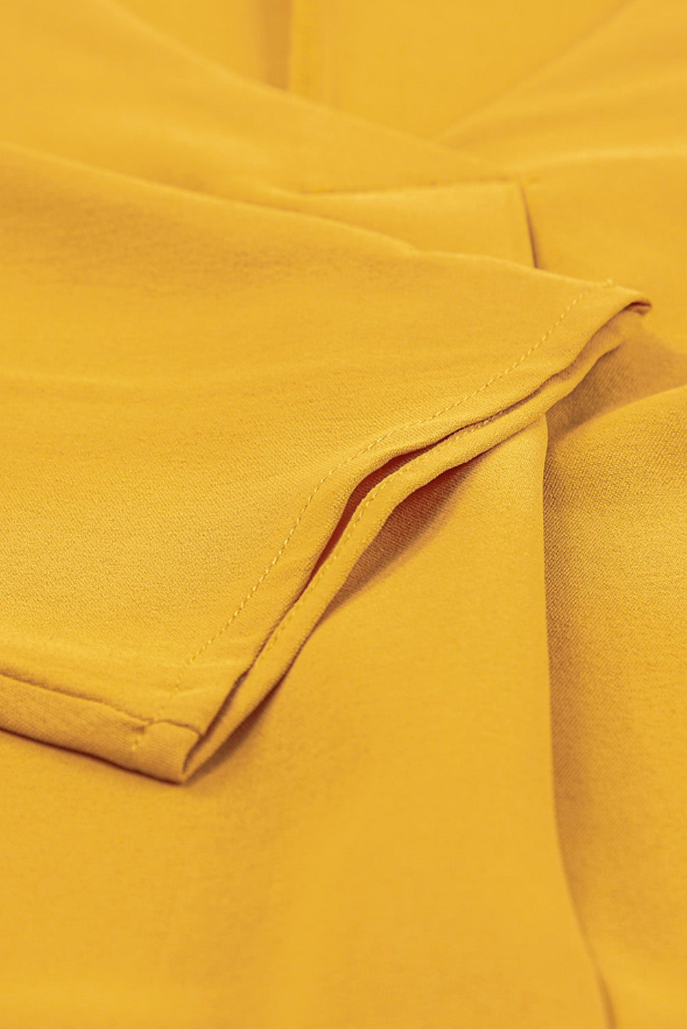 Yellow V Neck 3/4 Sleeve High Low Hem Shirt