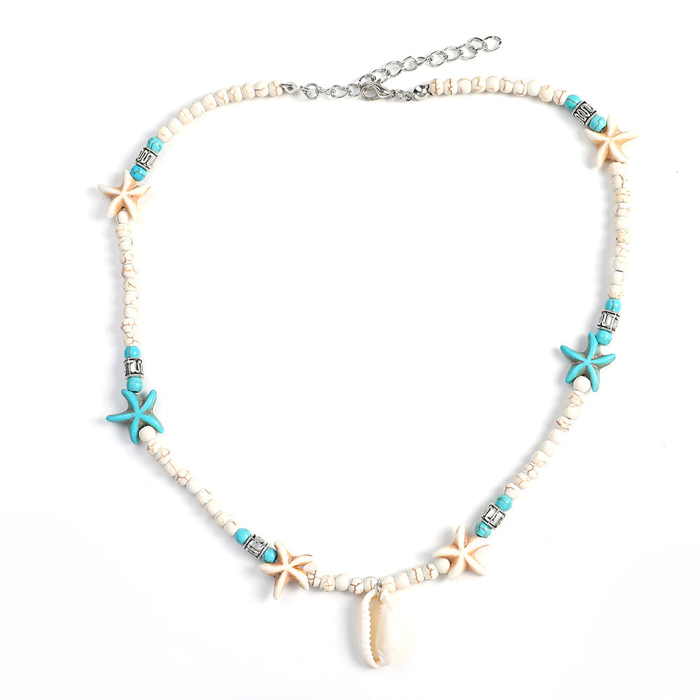 Boho Lane Australia European And American Bohemian Handmade Turquoise Natural Shell Starfish Necklace