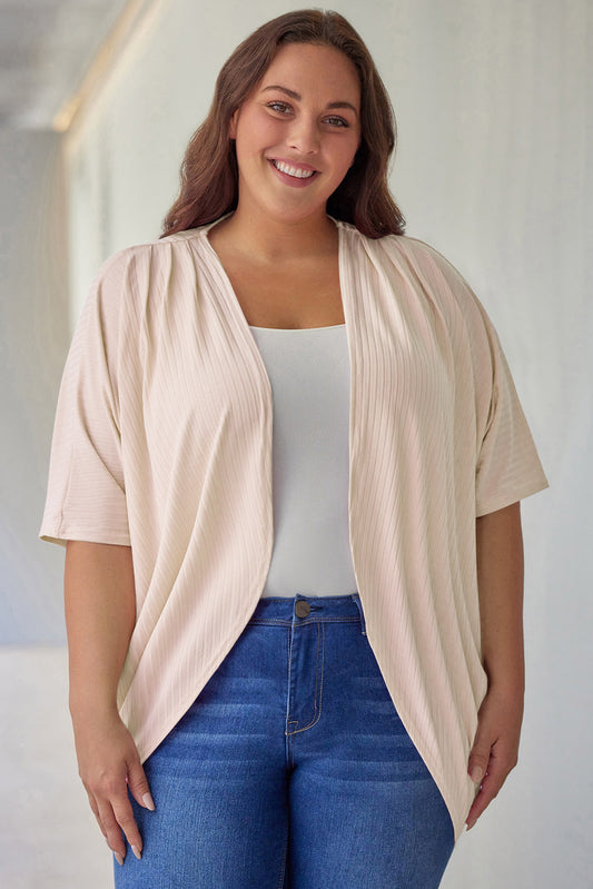 Boho Lane Australia Apricot Shimmer Ribbed Texture Plus Size Cardigan