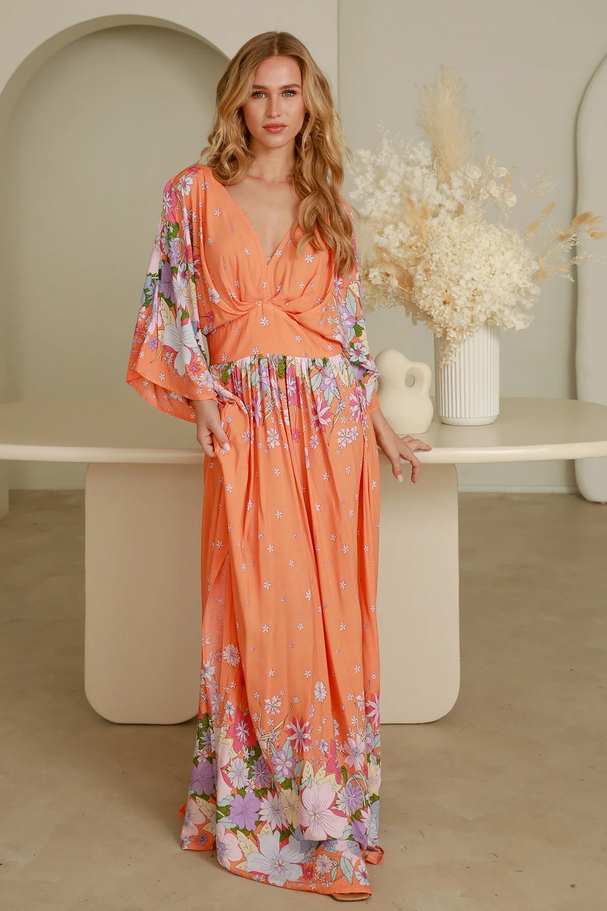 Peach Glow Maxi Dress