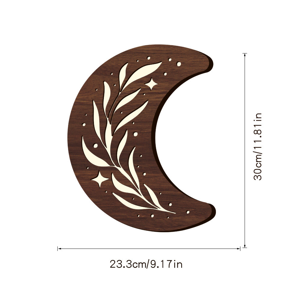 Boho Lane Australia Bohemian Style Three-dimensional Wooden Leaf Crescent Lamp Pendant