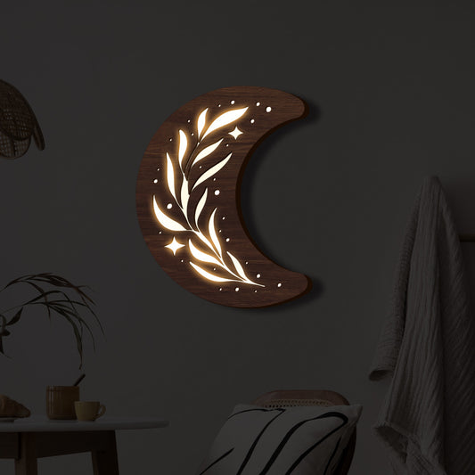 Boho Lane Australia Bohemian Style Three-dimensional Wooden Leaf Crescent Lamp Pendant