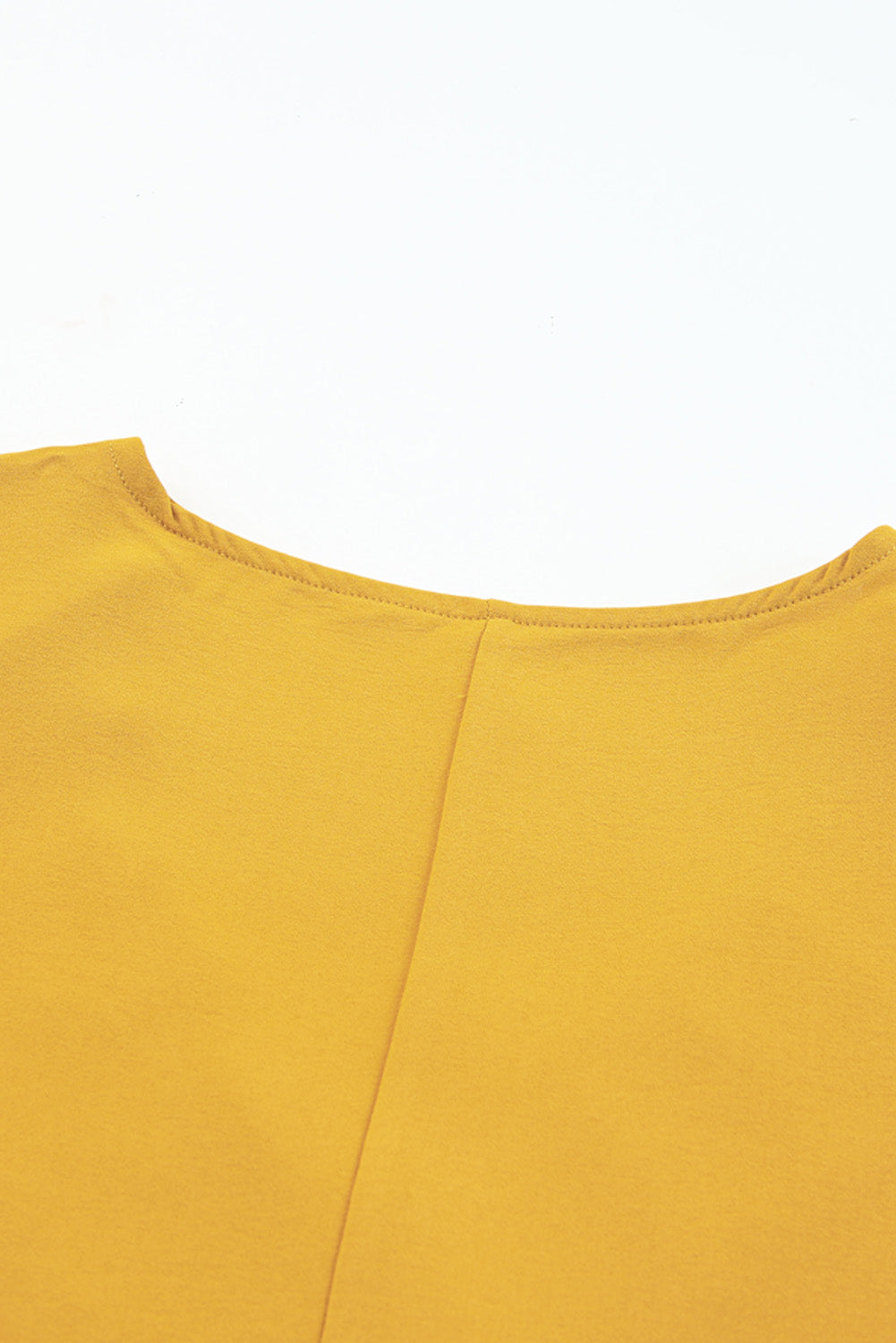 Yellow V Neck 3/4 Sleeve High Low Hem Shirt