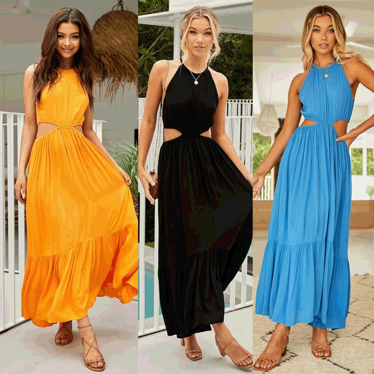 Ladies Elegant Halter Neck Long Dress