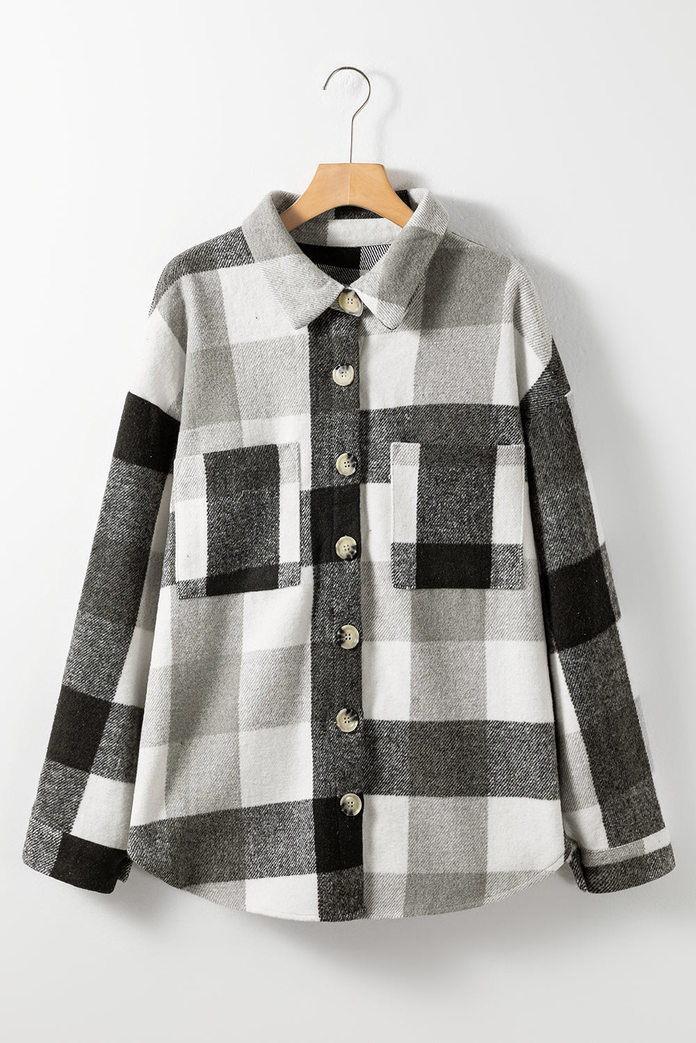 Boho Lane Australia Gray Plus Size Checkered Button-Up Shacket