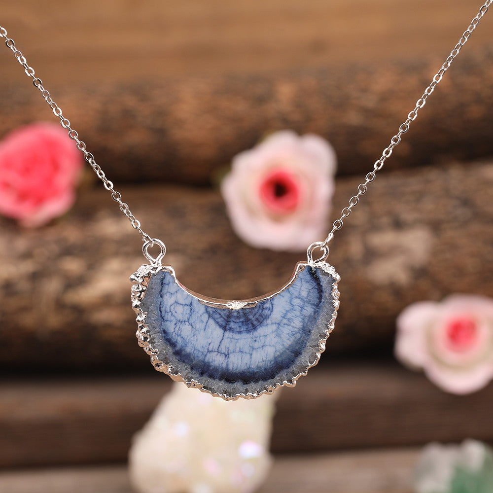 Boho Lane Australia Bohemian Lady Geode Agate Sun Flower Pendant Chain Necklace