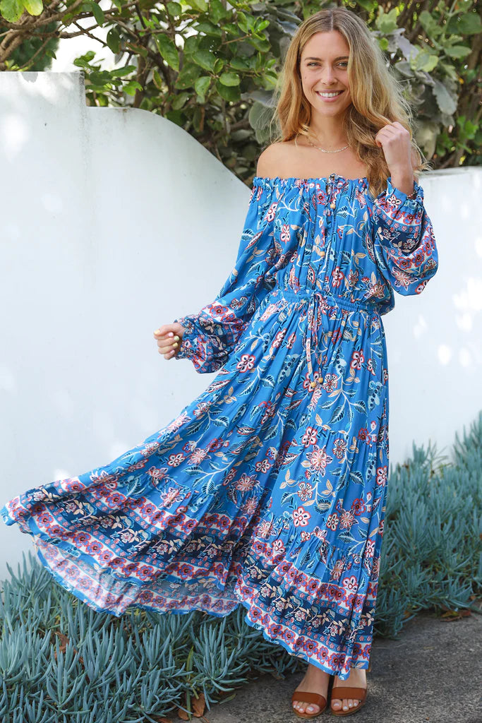 Sana Periwinkle Off Shoulder Maxi