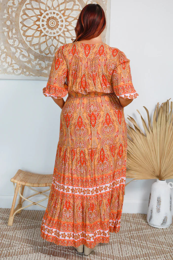 Boholane Rosie Orange Maxi Dress